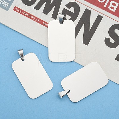 Tarnish Resistant Rectangle Tag Pendants X-STAS-H061-04-1