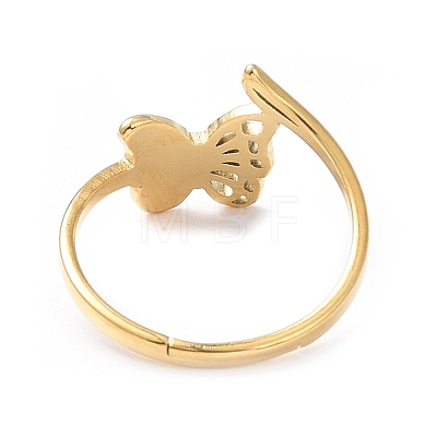 Ion Plating(IP) 304 Stainless Steel Hollow Out Butterfly Adjustable Ring for Women RJEW-I097-03G-1