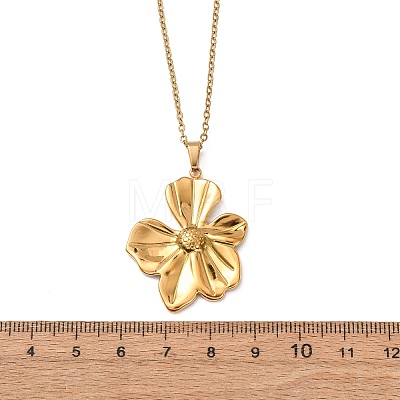 304 Stainless Steel Flower Pendant Cable Chain Necklaces for Men Women NJEW-K308-05F-G-1