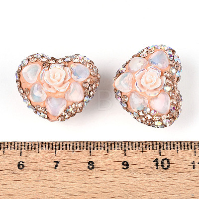 Heart Shape Polymer Clay Pave Rhinestone Beads RB-T018-03D-1