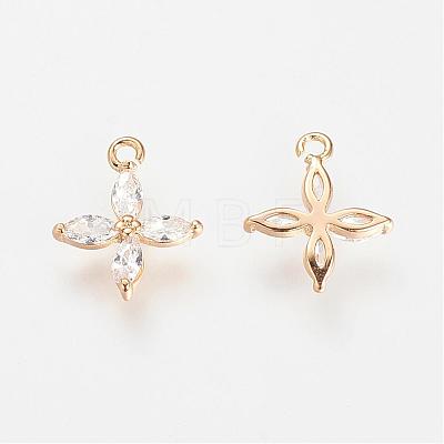 Real 18K Gold Plated Brass Cubic Zirconia Charms KK-R037-157G-1