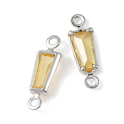 SHEGRACE Brass Pave Cubic Zirconia Trapezoid Connector Charms XGRQ2O984-444C-P-1