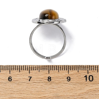 Oval Natural Tiger Eye Finger Rings RJEW-M063-01P-13-1