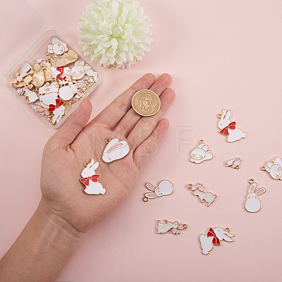 Alloy Enamel Bunny Pendants ENAM-CJ0001-36-1