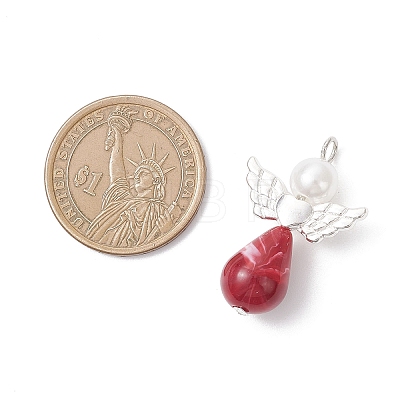 Acrylic & Alloy Wing Pendants PALLOY-JF04723-1