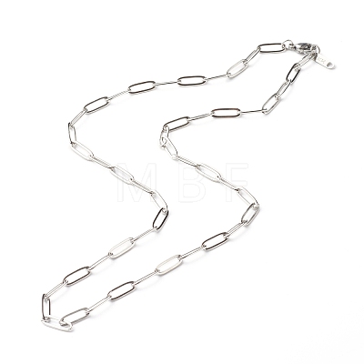 304 Stainless Steel Paperclip Chains Necklace NJEW-JN03593-02-1