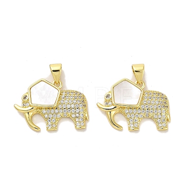 Brass Micro Pave Clear Cubic Zirconia Pendants KK-K365-12B-G-1