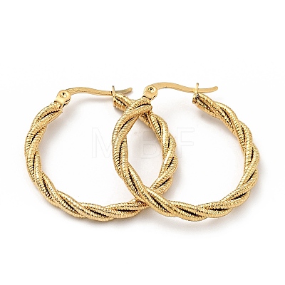 303 Stainless Steel Twist Rope Hoop Earrings with 316 Stainless Steel Pins for Women X-EJEW-F285-38G-1