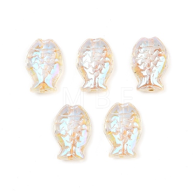 Electroplate and Golden Metal Enlaced Glass Beads EGLA-T029-01M-1