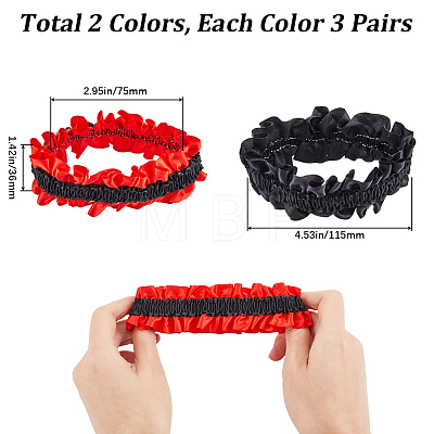 Gorgecraft 6 Pairs 2 Colors Polyester Elastic Garters DIY-GF0008-61-1