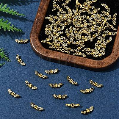 100Pcs Tibetan Style Alloy Fairy Wing Beads TIBEB-FS0001-14-1