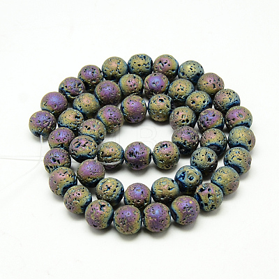 Electroplate Natural Lava Rock Beads Strands X-G-T058-03E-4MM-1