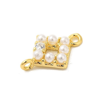 Rack Plating Brass Clear Cubic Zirconia Connector Charms KK-S396-06F-1