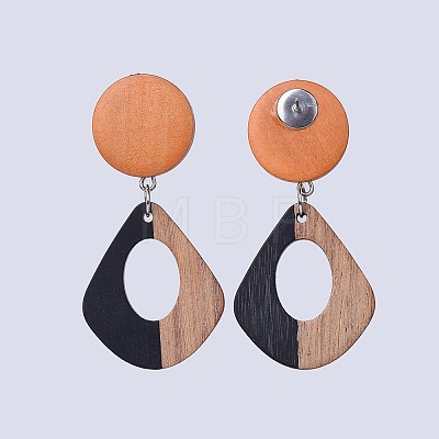 Resin & Wood Dangle Earrings EJEW-JE03028-1