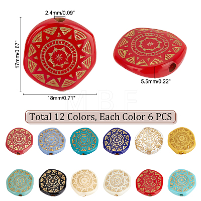   72Pcs 12 Colors Plating Opaque & Transparent Resin Beads RESI-PH0001-70-1