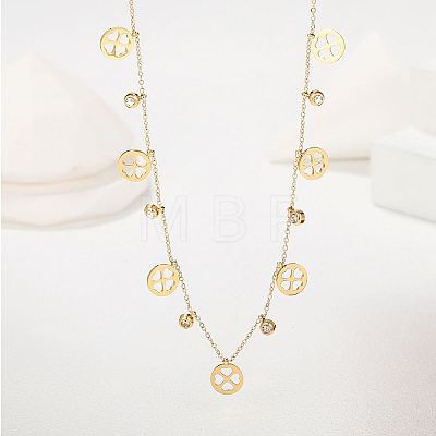 Stainless Steel Clover Bib Necklace QC7472-1-1