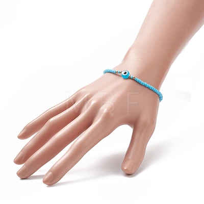 10Pcs 10 Color Resin Evil Eye & Glass Seed Beaded Stretch Bracelets Set for Women BJEW-JB09165-1