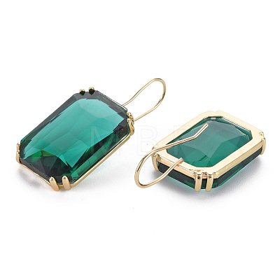 Faceted Rectangle Glass Dangle Earrings EJEW-Q021-002-1