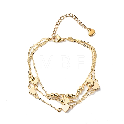 Brass Heart & Moon Link Multi-strand Bracelet BJEW-JB08841-1