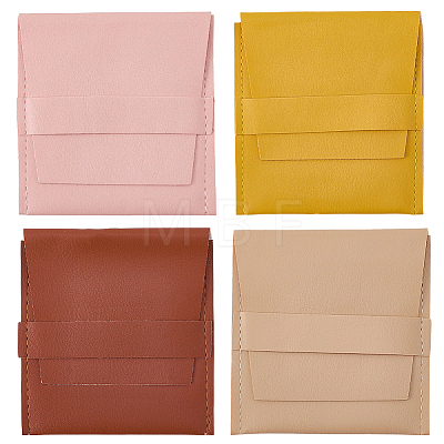 8Pcs 4 Colors Square PU Leather Jewelry Flip Pouches ABAG-CL0001-57-1