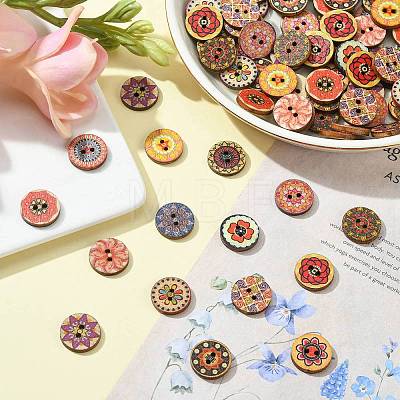Printed Wooden Buttons WOOD-CJC0007-03-1