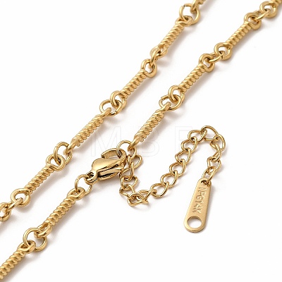Ion Plating(IP) 304 Stainless Steel Twist Bar Link Chain Necklace for Women NJEW-E081-05G-1