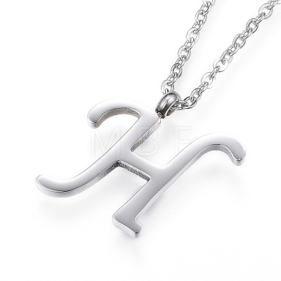 304 Stainless Steel Initial Pendant Necklaces NJEW-P151-H-P-1
