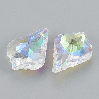 Plated Faceted Leaf Glass Beads EGLA-S100-02-1