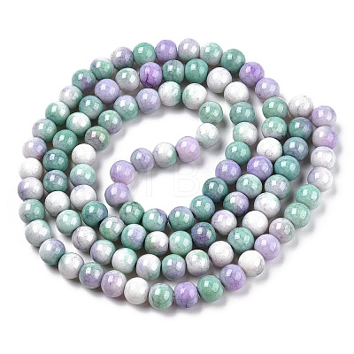 Opaque Crackle Glass Round Beads Strands X-GLAA-T031-01K-1