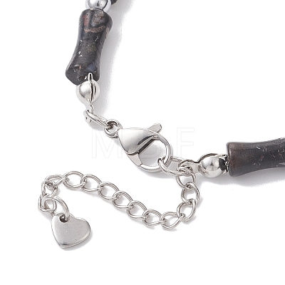 304 Stainless Steel Leaf Charm Bracelets BJEW-JB12939-01-1