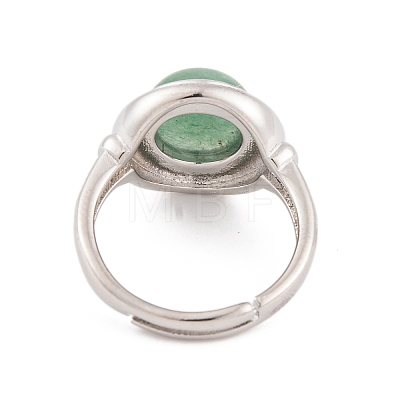 Natural Green Aventurine Round Adjustable Rings RJEW-K271-04P-10-1