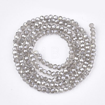 Faceted(32 Facets) Electroplate Glass Beads Strands X-EGLA-R016-4m-27-1