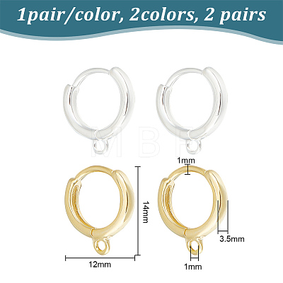 GOMAKERER 4Pcs 2 Style 925 Sterling Silver Hoop Earrings STER-GO0001-07-1