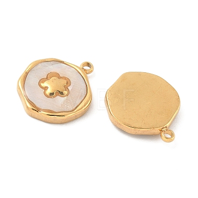 304 Stainless Steel Pave Natural Shell Pendants STAS-F319-02C-G02-1