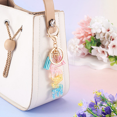 Alloy & Resin Tassel Keychains AJEW-TADJ0001-18A-1