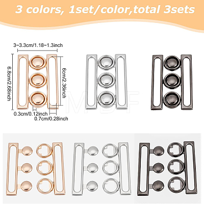 3Sets 3 Colors Zinc Alloy Side Release Buckles FIND-BC0002-44-1