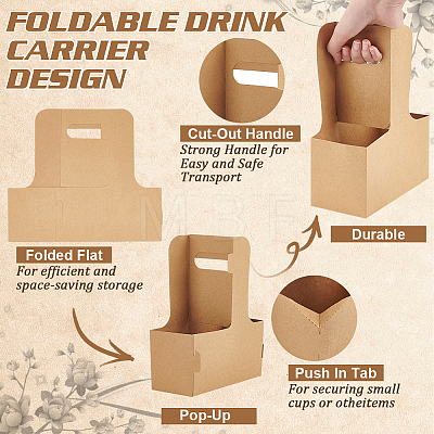 Kraft Paper Box for Drink Holder AJEW-WH0258-986-1
