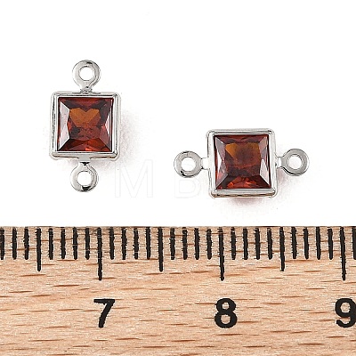 SHEGRACE Brass Pave Cubic Zirconia Square Connector Charms XGRQ2O169-440B-P-1