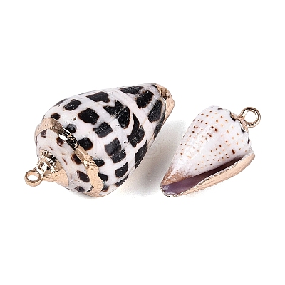 Electroplate Natural Spiral Shell Pendants SSHEL-Q100-43G-1
