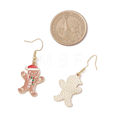 Christmas Alloy Enamel Gingerbread Man Pendant Necklace & Dangle Earrings Sets SJEW-JS01343-1
