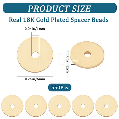 CREATCABIN 550Pcs Brass Spacer Beads KK-CN0002-48-1