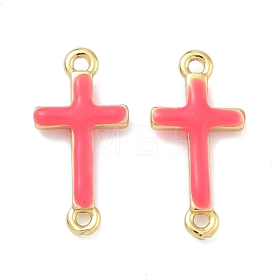 Brass Enamel Religion Cross Links Connector Charms KK-D229-07G-05-1
