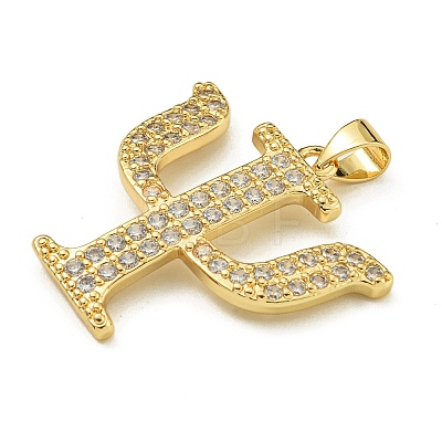 Rack Plating Brass Micro Pave Clear Cubic Zirconia Pendants KK-Z067-01G-02-1