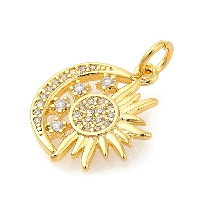 Rack Plating Brass Micro Pave Cubic Zirconia Pendants KK-S396-68G-1