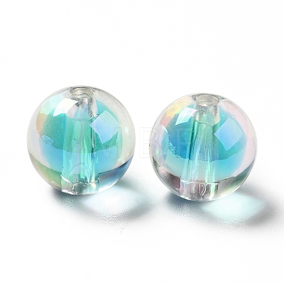 Two Tone UV Plating Rainbow Iridescent Acrylic Beads TACR-D010-03A-02-1