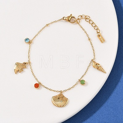 304 Stainless Steel Charms Bracelets for Women BJEW-C114-09G-1
