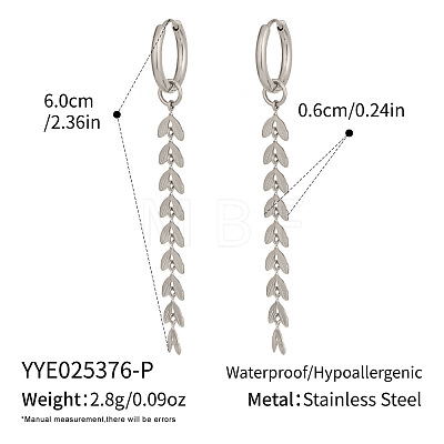304 Stainless Steel Wheat Tassel Hoop Earrings ID4958-2-1