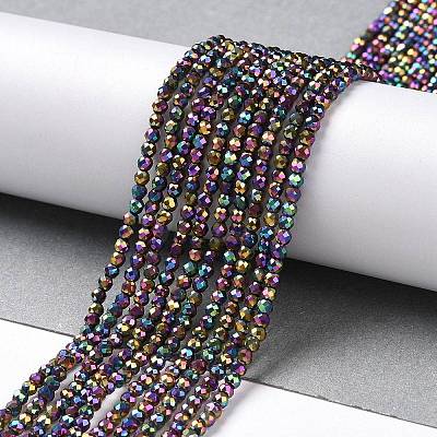 Electroplate Glass Beads Strands GLAA-H021-01A-FP13-1