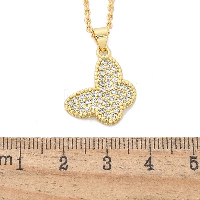 Brass Micro Pave Clear Cubic Zirconia Pendants Necklaces NJEW-M088-03G-02-1