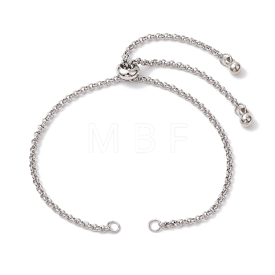 2Pcs 2 Colors 304 Stainless Steel Boc Chain Slider Bracelet Makings AJEW-JB01254-1